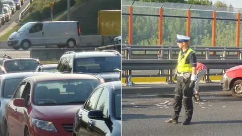 Fiat dachował na Trasie Siekierkowskiej