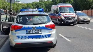 Wypadek z udziałem motocyklisty na Powązkowskiej