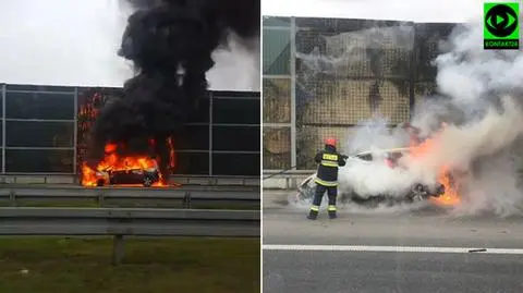 Samochód na autostradzie płonął jak pochodnia