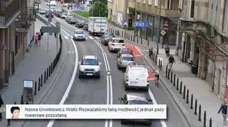 Pasy rowerowe na Tamce zostają