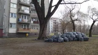 Nieodebrane worki z zielonymi odpadami przy Chełmskiej