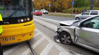 Zderzenie samochodów na Jagiellońskiej