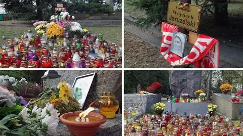 Setki zniczy na grobach znanych Polaków