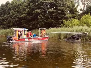 Pożar motorówki na Narwi