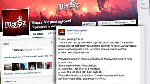 Narodowcy odcinają się od "idiotów". Ale zbierają pieniądze dla "poszkodowanych przez policję" 