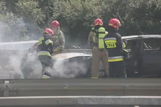 Pożar auta na Trasie Siekierkowskiej 