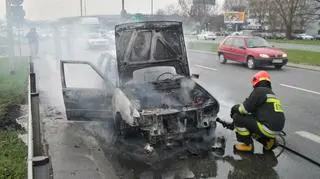 Samochód zapalił sie na Wisłostradzie