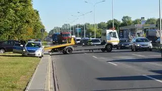 Zderzenie toyoty na Wisłostradzie