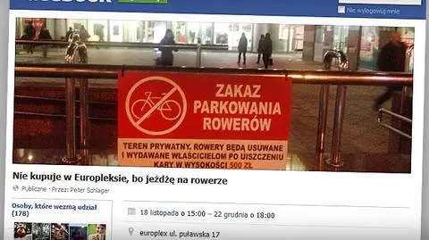 Zakaz stawiania rowerów, 500 zł kary? Centrum handlowe się tłumaczy 