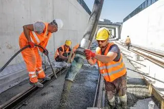 Budowa torów tramwajowych na Kasprzaka (zdjęcie z lipca 2023 roku)