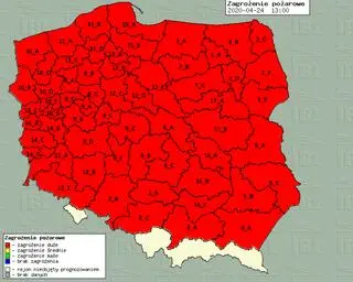 Mapa aktualnego zagrożenia pożarowego