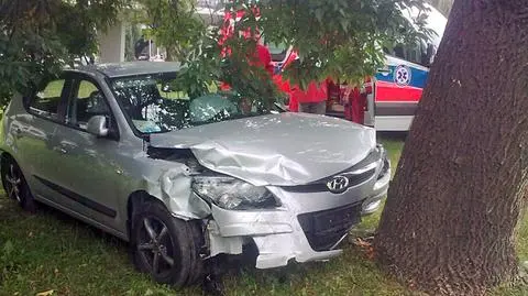 Hyundai zatrzymał się na drzewie