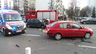 Zderzenie trzech aut w Śródmieściu