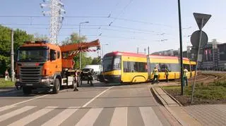 Wykolejenie tramwaju przy Galerii Mokotów