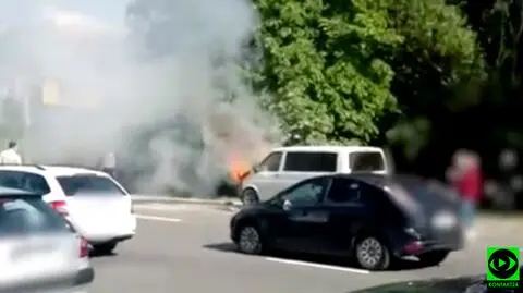 Pożar auta w Dolinie Służewieckiej