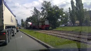 Zderzenie betoniarki i tramwaju