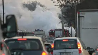 Pożar auta na wyjeździe z Warszawy