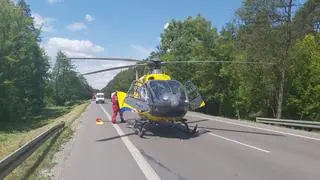 Na miejscu lądował śmigłowiec LPR 