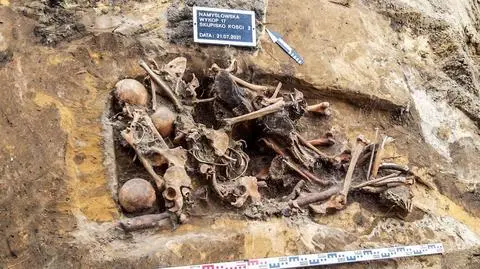 Przemieszane szczątki czterech osób w więziennym ogrodzie. Pośród kości wojskowy orzełek