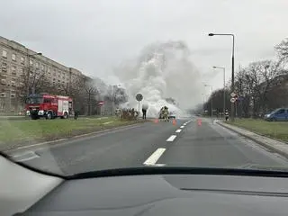 Zderzenie i pożar na ulicy Banacha