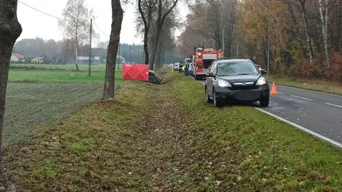 Samochód uderzył w drzewo i stanął w płomieniach. Nie żyje kierowca