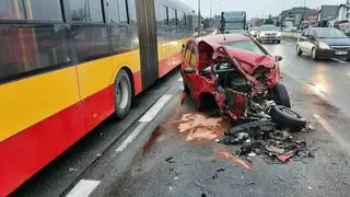 Kolizja czterech pojazdów na Radzymińskiej