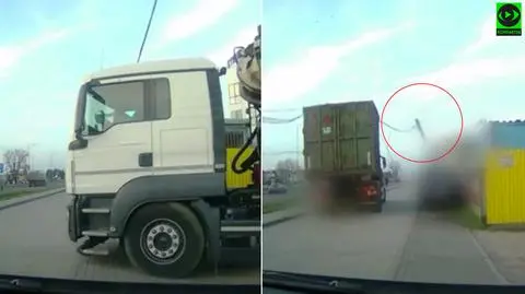 Ciężarówką zahaczył o kable, te spadły na auto. "Kawałek dalej przewrócił się cały słup"