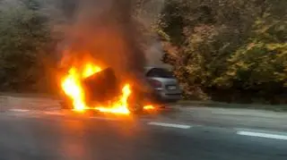 Pożar auta na Czecha