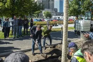 Prezydent Warszawy Rafał Trzaskowski i jego zastępca Michał Oldzewski zasadzili pierwsze drzewa