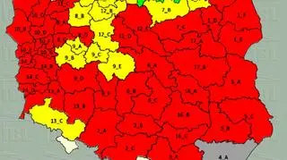 Mapa zagrożenia pożarowego w lasach (stan na 20 kwietnia, godzinę 13)