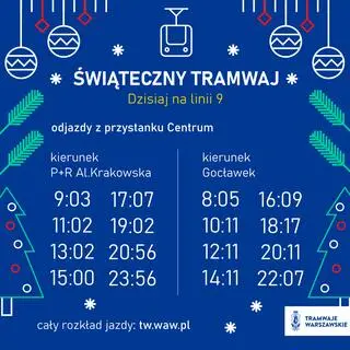 Rozkład jazdy świątecznego tramwaju