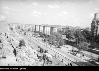 Aleje Jerozolimskie - View of the National Museum and Poniatowski Bridge, 1948