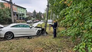 Zderzenie mercedesa i auta dostawczego w Zielonce