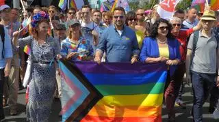 Rafał Trzaskowski and Helena Dalli at Warsaw Equality Parade