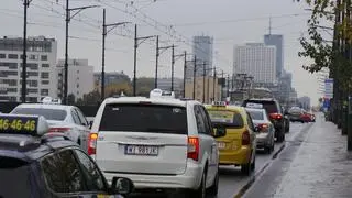 Protest taksówkarzy w centrum