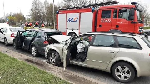 Cztery auta zderzyły się przy Dworcu Zachodnim