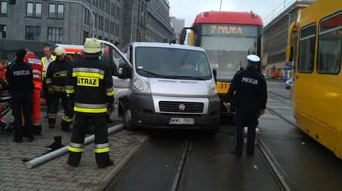 Samochód policyjny zderzył się z tramwajem