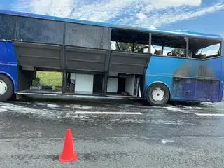 Pożar autobusu na krajowej "siódemce"