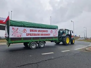 Protest rolników w okolicach miejscowości Stojadła