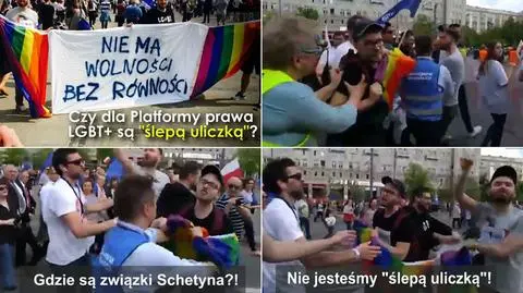 Przepychanki na "Marszu Wolności": z tęczowymi flagami szli do Schetyny