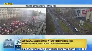 Narodowcy idą przez Warszawę