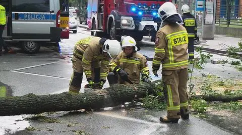 Gwałtowne ulewy nad Warszawą. Podtopione ulice, powalone drzewa