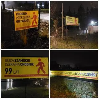 Banery wywieszone przez mieszkańców Szamocina