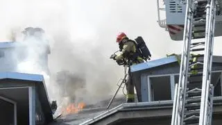 Pożar budynku na Mokotowie 