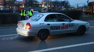 Protest taksówkarzy na rondzie