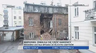 Zniszczona kamienica po zawaleniu części