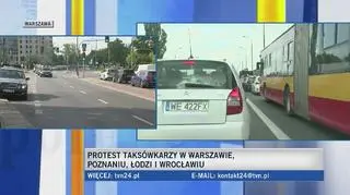 Protest taksówkarzy na Mokotowie