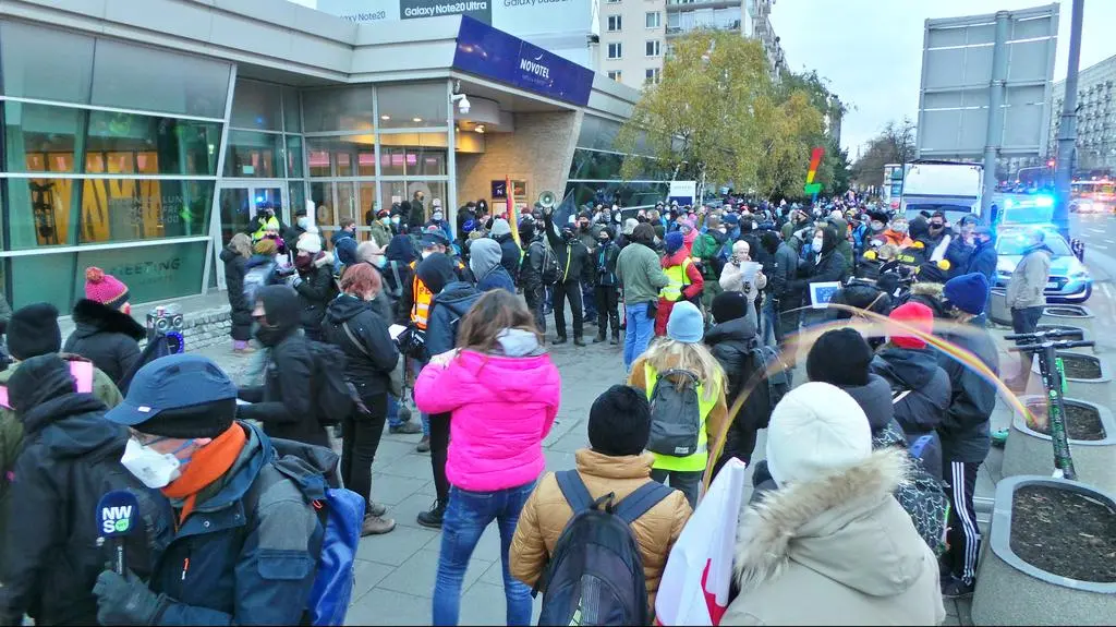 Protest na rondzie Dmowskiego
