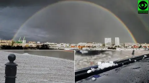 Najpierw potężne gradobicie, potem podwójna tęcza