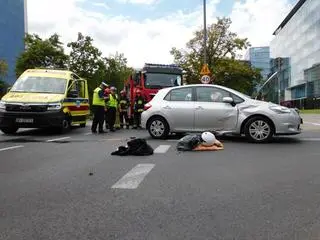 Wypadek z udziałem motocyklisty na Domaniewskiej